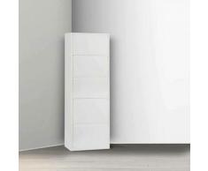 Meuble à chaussures en métal avec cinq portes avec rabat, couleur blanche, Dimensions 50 x 169 x 15