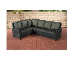 Canapé d'angle Bermeo 5 mm en polyrotin rond/noir Anthracite