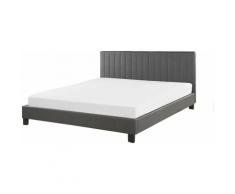 Lit double en simili-cuir gris 160 x 200 cm POITIERS