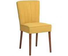 Furniturer - 3796 Thaddeus salle à manger lot de 2 chaises capitonnées en tissu jaune