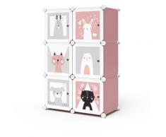 Armoire-penderie pour enfant étagère DIY modulable, 6 compartiments, trin - Vicco