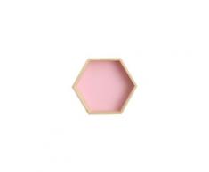 Étagère murale en bois massif présentoir étagère hexagonale en nid d'abeille (moyen, rose)
