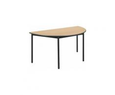 Table de réunion hêtre/noir demi rond pieds vérins - Maxiburo - Hêtre