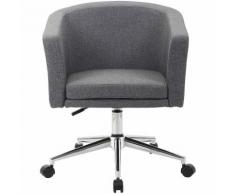 Chaise pivotante Lewis - roulettes et habillage tissu, gris