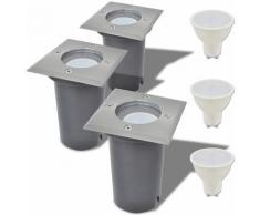Lampe LED encastrable au sol d'extérieur 3 pièces Carré