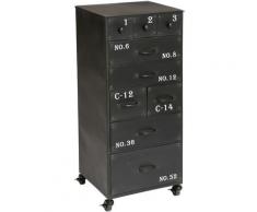 Atmosphera - Chiffonnier 9 Tiroirs à roulettes Torof - 41 x 97 cm - Noir - Noir