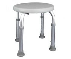 Siège, tabouret de douche rond réglable en hauteur - Blanc - Vivezen