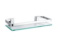 Etagère Murale Salle de Bain en Verre Transparent, Tablette Salle de Bain, Organiseur de Douche