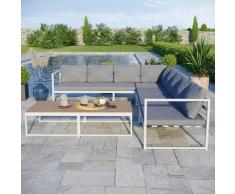 Salon modulable relevable de jardin en aluminium design convertible- Blanc Gris - TORINO - Gris