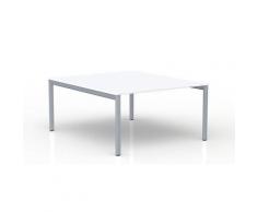 Certeo - EOL | Table de réunion 165 x 140 cm | Plateau blanc | Piétement gris aluminium - Blanc