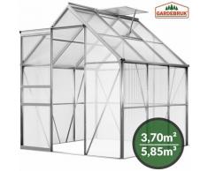 Serre de jardin en aluminium 5,85m³ avec fenêtre et gouttière - M4