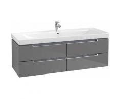 Villeroy et Boch Meuble-lavabo Subway 2.0 A691, Coloris: Gris brillant, Poignée : argent mat