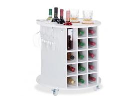 Relaxdays - Etagère bouteilles de vin, design, à roulettes, 17 bouteilles, Porte-bouteilles, rond,