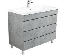 Meuble salle de bain Via 100 Aspect Béton à poser avec tiroirs sans poignées