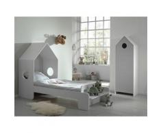 Pack - Lit Cabane Enfant & Armoire casami Blanc & Gris - Paris Prix