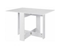 Table de séjour pliante de 4 à 6 personnes - L 104 x 76 x 74 cm - Blanc - Blanc