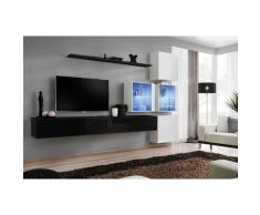 Ensemble meubles de salon SWITCH XIX design, coloris noir et blanc brillant. - Noir