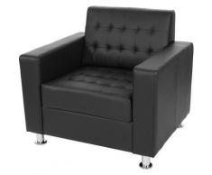 HHG - Fauteuil Kunda, fauteuil de salon / club, pieds métalliques ~ similicuir, noir