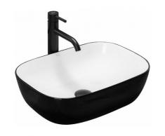 VASQUE À POSER LAVABO BELINDA WHITE BLACK - Blanc/Noir - REA