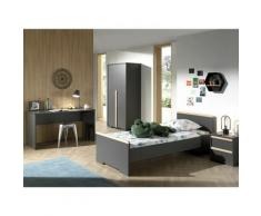 Pack - Lit Enfant, Chevet, Armoire & Bureau london Ii Gris Anthracite - Paris Prix