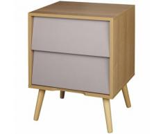Cody - Chevet 2 Tiroirs Aspect Bois et Gris Taupe