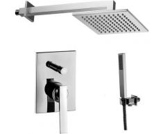 Paffoni -Solution de douche complète avec: pommeau de douche carré, mitigeur de douche encastrable