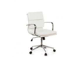 Chaise de bureau métallique à roulettes Fhöt Simili cuir Blanc - Sklum