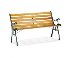 Relaxdays - Banc de jardin, 2 places, H x L x P 74 x 126 x 53 cm, bois, fonte, extérieur, solide,
