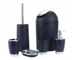 6pcs Set Salle de Bain Accessoires Salle de Bains porte-savon distributeur créatif en plastique noir