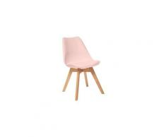 Chaise salle manger Baya rose poudré Sans accoudoirs, Non empilable - Assise rose poudré, pieds