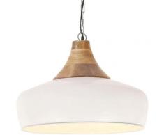 Vidaxl - Lampe suspendue industrielle Blanc Fer et bois solide 35 cm E27