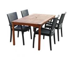 Salon de Jardin Lacio Bois Résine 1 Table à Manger et 4 Chaises - chillvert