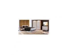 Chambre Niko II , blanc laqué et chêne clair 180x200 cm - ARMOIRE: sans armoire - Blanc