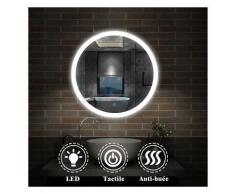 Aica Sanitaire - Miroir salle de bain anti-buée rond Mural Lumière Illumination avec éclairage LED