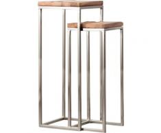 Made In Meubles - Lot de 2 sellettes bois et métal gris - Bois