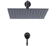 Kit de Douche - Mitigeur Mécanique Encastrable et Pommeau de Douche Carré Noir - 30 x 30cm - Nox