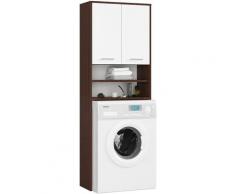 Étagère Salle De Bain Fin Colonne 2P Lave-Linge Wenge - Blanc