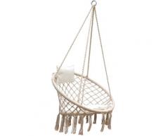 Amanka - Fauteuil suspendu en macramé 80 cm Fauteuil coussin Boho jusqu'à 120 kg Beige