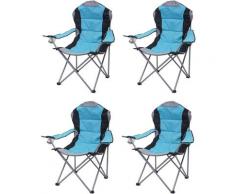 4x Chaise de camping HHG-041, chaise pour pêcheur, pliable, rembourré ~ bleu