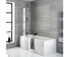 Hudson Reed - Baignoire d'angle asymétrique 167.5 x 85cm angle gauche & Pare baignoire incurvé