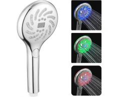 Pommeau de Douche LED, LED Douchette de Douche avec LCD Affichag de Température Digital, 3 Couleurs