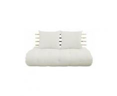 Canapé lit futon SHIN SANO naturel et pin massif couchage 140*200 cm. - ecru