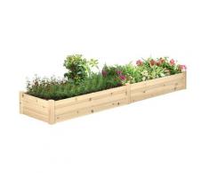 Carré potager de jardin dim. 244 x 61,5 x 27 cm feutre de drainage, séparation inclus bois de sapin