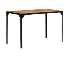 Table de salle à manger Bois de manguier brut et Acier 120 cm