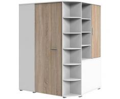 Armoire dressing d'angle VOLVERINE blanc / coloris chêne