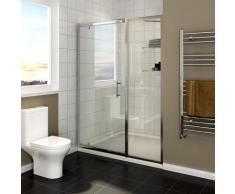 SIRHONA Cabine de douche 130 x 185 cm pivotante porte de douche avec étagère en verre