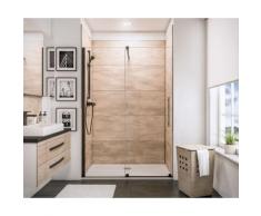 Porte de douche coulissante en niche, verre 6 mm transparent anticalcaire, profil noir, roulettes