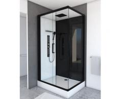 Cabine de douche rectangle 90x115x215cm extra blanc - profilés laqué noir mat - GHOST RECTANGLE