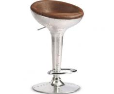 Tabouret de bar Aviator - Microfibre imitation cuir vieilli Marron