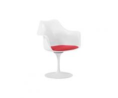 Chaise Tulipe pivotante - Simili Cuir - Coque blanc Rouge